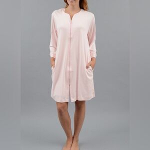 COTN Classic Zip Robe Size Small Pastel Pink with 3/4 Sleeve Pima Cotton NWOT